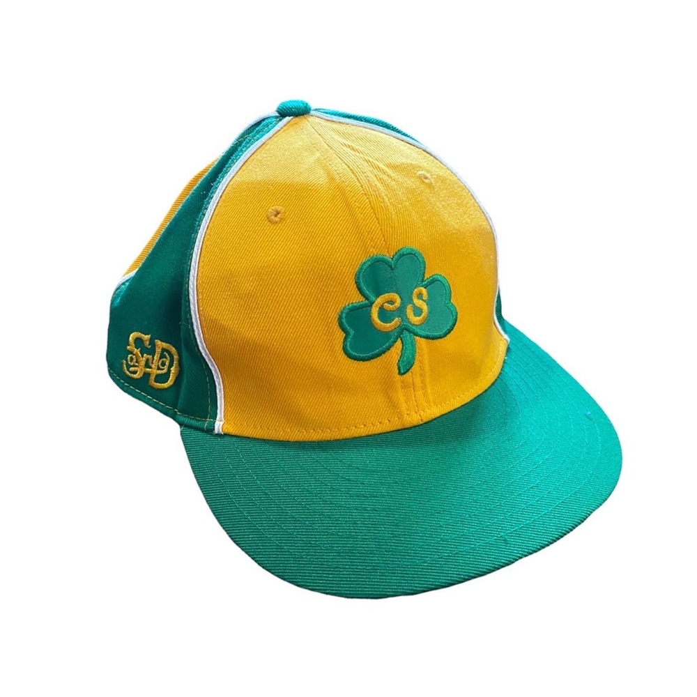 Vintage Stall&Dean Rucker Celtic Shamrocks fitted hat-SIZE 7 3/8 (Yellow/Green)